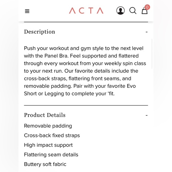 ACTA Sports Bra NWT - Picture 5 of 5